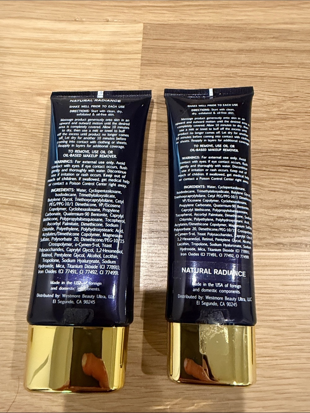 Set of 2 NEW Westmore Beauty Body Coverage Perfector - Navy & Gold Tubes - Picture 2 of 2